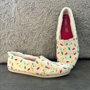Toms Women's Festive Light Print Slippers - Cream
